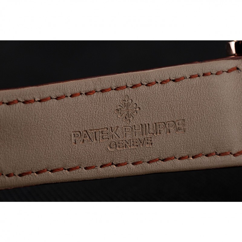 Patek Philippe Grand Complications White Skeleton Dial Rose Gold Case Brown Leather Strap 1453808 Replica Watches